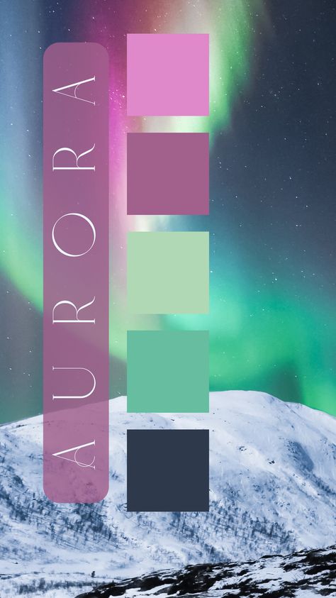 Aurora Color Palette by Felicity & Lilac Events Aurora Borealis Palette, Northern Lights Color Palette, Aurora Color Palette, Opal Color Palette, Northern Lights Decorations, Stitch Palette, Cookies House, Color Palets, Iridescent Summer