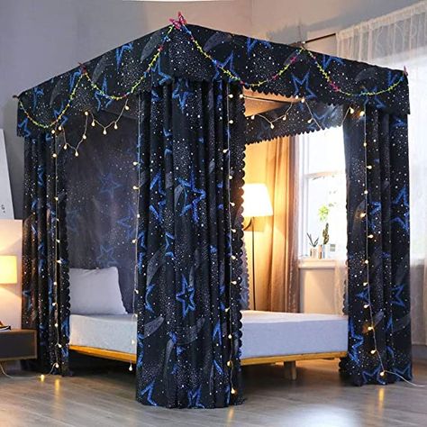 Princess Bedroom Decor, Romantic Curtains, Galaxy Bedding, Arsitektur Art Deco, Bed Drapes, Post Bed, Canopy Bed Curtains, Canopy Bed Frame, Canopy Curtains