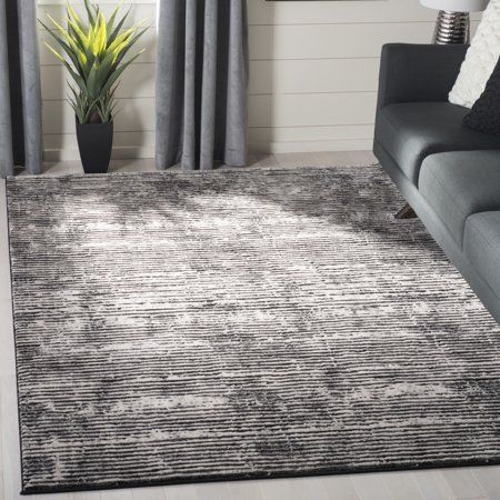 Safavieh Lurex Marielle Overdyed Striped Area Rug or Runner, Gray Entertainment Shelf, Basement Man Cave, Grand Room, 2024 Bedroom, Black And Grey Rugs, Apartment Shopping, Bedroom Redesign, Storage Desk, Man Cave Office