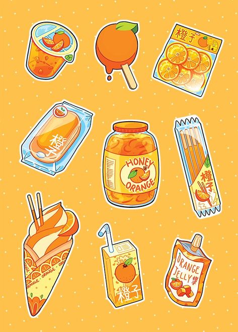 Orange food Seni Resin, Orange Food, 귀여운 음식 그림, Arte Do Kawaii, Cute Food Drawings, Idee Cosplay, Cute Food Art, Japon Illustration, Buku Skrap