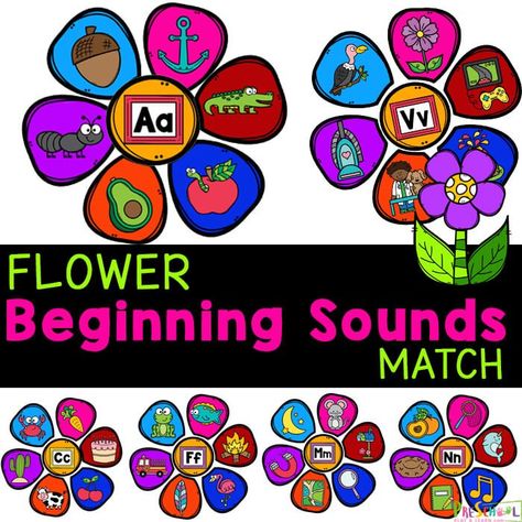 Initial Sounds Games, Initial Sound Activities, Flower Activity, Letter Sound Games, Flower Crafts Preschool, Kindergarten Phonics Activities, Teaching Letter Recognition, Spring Preschool Activities, Letter Sound Activities