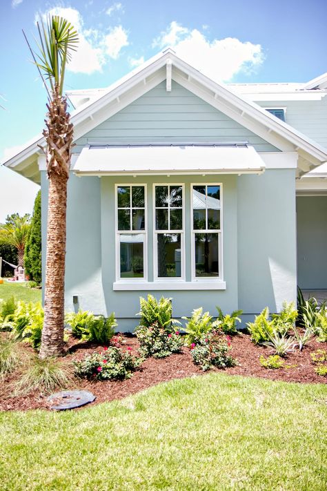 Light Blue Exterior House Colors, Light Blue House Exterior, Coastal Exterior House Colors, Stucco Exterior Colors, Beach House Exterior Colors, Blue Exterior House Colors, Yellow House Exterior, Light Blue Houses, Coastal Exterior