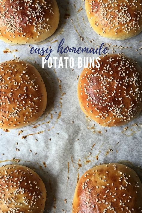 Burger Potato Bun Recipe, Potato Buns Burger, Easy Homemade Buns, Potato Hamburger Buns, Potato Buns Recipe, Potato Bun Recipe, Buns Recipe Easy, Potato Burger, Potato Bun