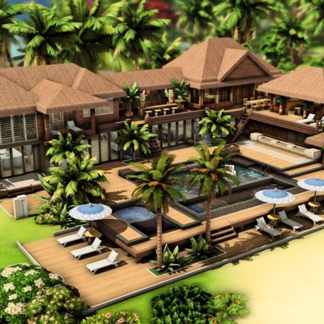 download in bio Sims 4 Love Island Villa Cc, Sims 4 Love Island Villa, Sims 4 Beach Villa, Sims Island House, Sims 4 Beach Restaurant, Sulani Beach House Sims 4, Island Living Sims 4 House, Bloxburg Tropical House, Tropical Bloxburg House