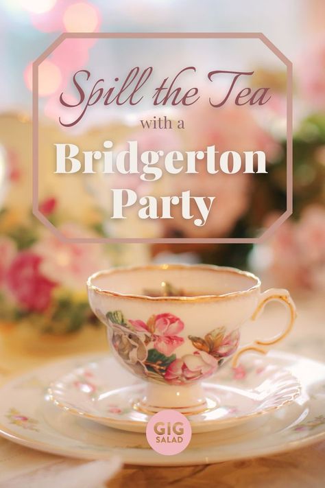 From tea parties to baby showers, throw the perfect Bridgerton theme party! Bridgerton Theme Party, Tea Party Bridal Shower Decorations, Bridgerton Tea Party, Divinely Feminine, Bridgerton Theme, Adult Tea Party, Tea Party Attire, Tea Party Games, Royal Tea Parties