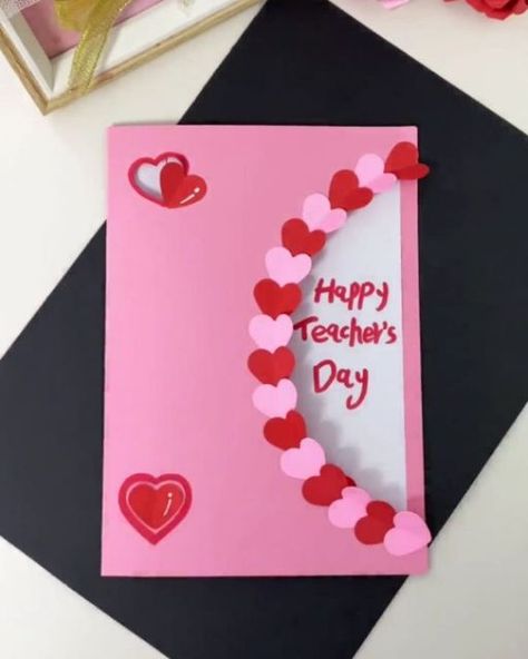 Creative Ideas on Instagram Easy Teacher Day Card Ideas, Teachers Day Cards Handmade By Kids Diy Easy, Teachers Day Card Diy Kid, Easy Teacher Day Card For Kids, Teachers Day Cards Handmade By Kids Easy, Teacher's Day Card Ideas, Teachers Day Card, Happy Teachers Day, Valentine Treats