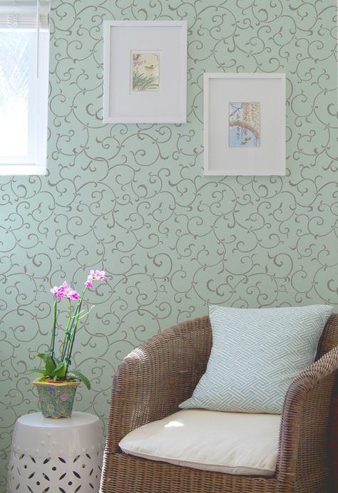 Oriental and Asian Designs - Allover Vine Wall Stencil Patterns - Royal Design Studio Royal Design Studio Stencil, Wall Stencil Patterns, Wicker Bedroom, Stencil Painting On Walls, Painted Wicker, Wicker Shelf, Wall Texture Design, Asian Paints, Karim Rashid