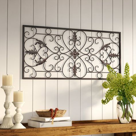 Fleur De Lis Door Arch | Wayfair Outdoor Wall Decor Ideas, Tuscan Wall Decor, Living Wall Decor, Nature Wall Decor, Geometric Wall Decor, Tuscan Decorating, Delicate Design, Decor Black, Wall Decor Set