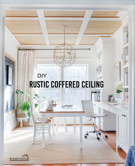 DIY - Rustic Coffered Ceiling Coffered Ceiling Wallpaper, Coffered Ceiling Basement, Cauffered Ceiling, Flat Coffered Ceiling, Rustic Coffered Ceiling, Ceiling Basement Ideas, Faux Coffered Ceiling, Diy Coffered Ceiling, Coffered Ceiling Ideas