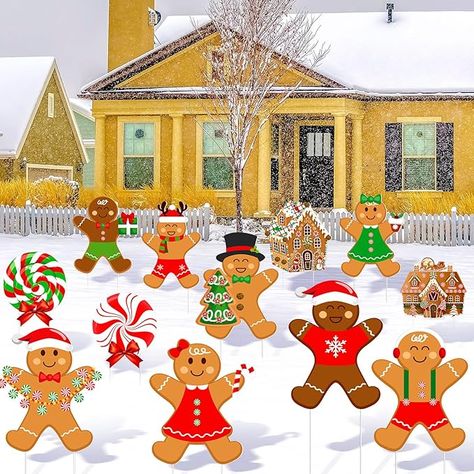 Amazon.com : 12 Pcs Christmas Yard Sign Gingerbread Man and Candy Lawn Sign Gingerbread Man Outdoor Decor Christmas Candy Yard Decorations with 24 Pcs Plastic Stakes for Holiday Lawn Yard Walkway Pathway Decor : Patio, Lawn & Garden Candy Yard Decorations, Outdoor Decor Christmas, Pathway Decor, Yard Walkway, Gingerbread House Decorations, Welcome Winter, Christmas Yard Decorations, Yard Decorations, Christmas Gingerbread Men