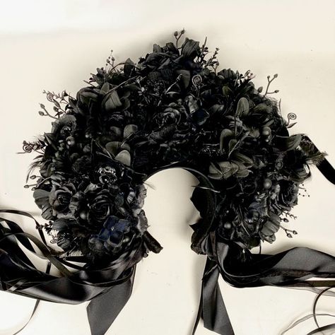 Evil Queen Crown, Gothic Headpiece, Crown Dark, Dark Evil, Headband Size, Floral Halo, Queen Crown, Luxury Flowers, Black Flowers