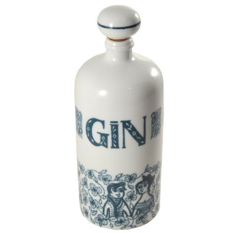 Vintage Altenkunstadt White & Blue Ceramic Gin Decanter, Cork Top. TheHourShop.com. #allthingscocktail Gin Decanter, Montgomery Homes, Gin Bottle, Vintage Decanter, Liquor Decanter, Gin Bottles, Vintage Pitchers, Gold Overlay, Decanters