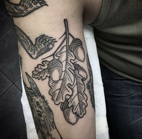 Oak Leaves Tattoo, Oak Leaf Tattoo, Oak Leaf Tattoos, Acorn Tattoo, Natur Tattoo Arm, Quetzalcoatl Tattoo, Optical Illusion Tattoos, Illusion Tattoos, Earthy Tattoos