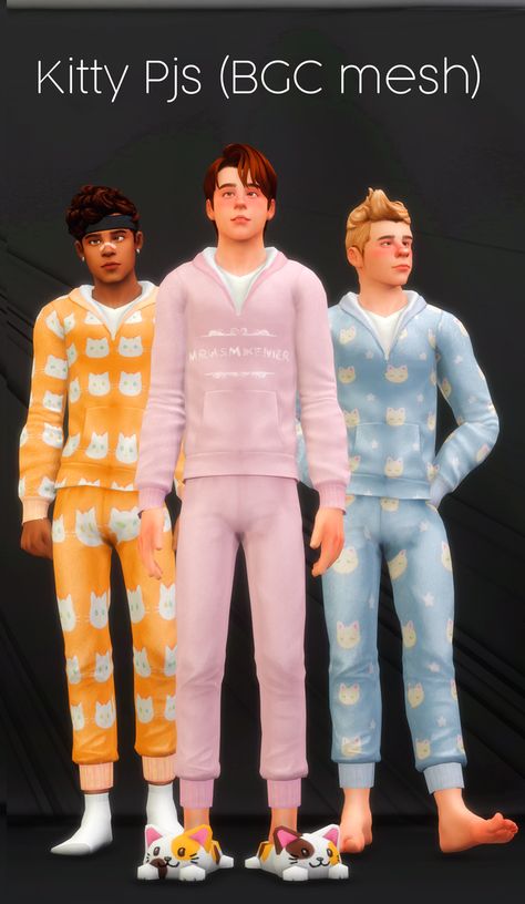 Kitty Pj's (BGC Mesh) | CreamLatteDream on Patreon Sims 4 Cc Clothes Maxis Match Male, Sims 4 Cc Patreon, Male Sims, Sims 4 Men Clothing, Cc Patreon, Sims 4 Male Clothes, Clothes Cc, Sims 4 Traits, Sims Clothes