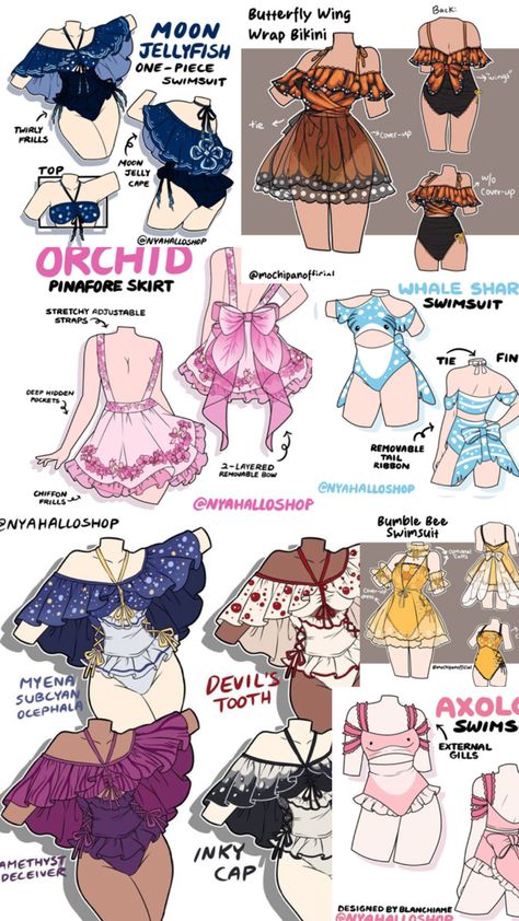 These are NOT my drawings I just made the pics together Mushroom Bathing Suit Drawing, Swimsuits Drawing, Bathing Suit Drawing, Swimsuit Drawing, Swimsuit Designs, Swimsuit Art, Swimsuits 2024, Body Type Drawing, Design Sketchbook