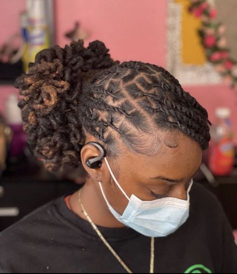 Loc Ponytail Styles Wedding, Prom Hairstyles For Dreads, Updo Hairstyles For Locs Black Women, Lock Bun Styles, Locs In Low Bun, Loc Up Dos, Curly Loc Ponytail Styles, Low Ponytail With Locs, Cute Loc Updos