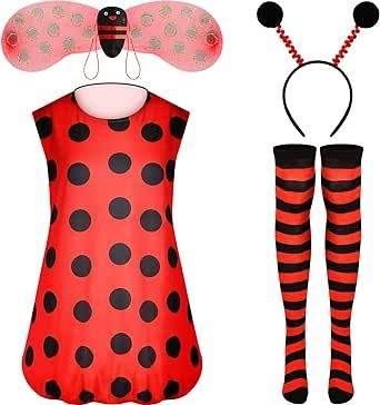 Ladybug Outfits, Toddler Fancy Dress, Ladybug Dress, Ladybug Costume, Dot Patterns, Bee Costume, Over Knee Socks, Costume Set, Beautiful Costumes