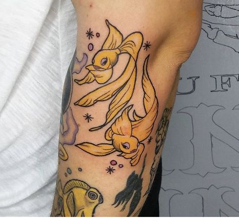 Fantasia Fish, Fantasia Tattoo, Goldfish Tattoo, Fantasia Disney, Fish Tattoo, Gold Fish, Disney Tattoos, Goldfish, Fish Tattoos