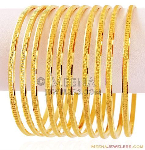 8 Bangles Gold Set, Gold Bangles Set, Plain Gold Bangles, 22k Gold Bangles, Gold Jewels Design, Gold Bangle Set, Bangles Set, The Bangles, Gold Pendant Jewelry