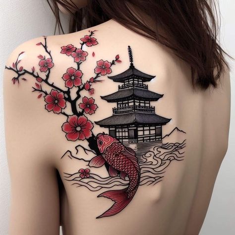 Tattoo Sakura, Sakura Tattoo, Sakura Flowers, Get A Tattoo, Life Tattoos, Shoulder Tattoo, Koi Fish, Tattoo Design, Small Tattoos