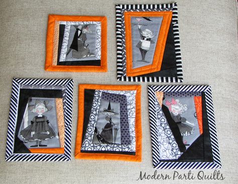 House Quilt Block, Improv Quilting, Modern Halloween, Fabric Postcards, Childrens Quilts, Alexander Henry, Holiday Quilts, Halloween Quilts, House Quilts