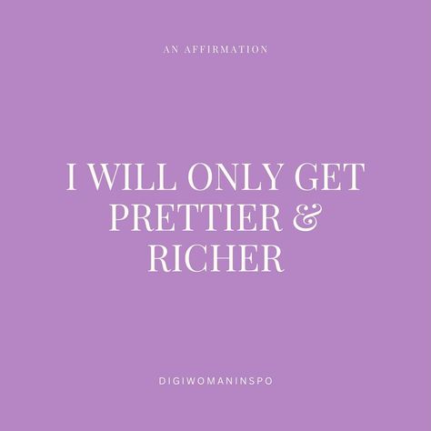 ❤️ to affirm❣️ Say it with me ladies, “I will only get prettier and richer.” Yasss Queen. #entrepreneurlife #digitalceo #digitalentrepreneur #digitalmarketing #contentcreator #onlinebusiness I Will Only Get Prettier And Richer, Get Prettier, Be Prettier, Digital Entrepreneur, Self Concept, Content Creator, Online Business, Digital Marketing, Queen