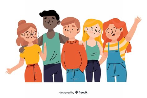 Grupo de jóvenes posando para una foto | Free Vector #Freepik #freevector People Posing, Vector Character Design, People Poses, Group Of People, Vector Character, People Illustration, Graphic Editing, Flat Illustration, Illustration Character Design