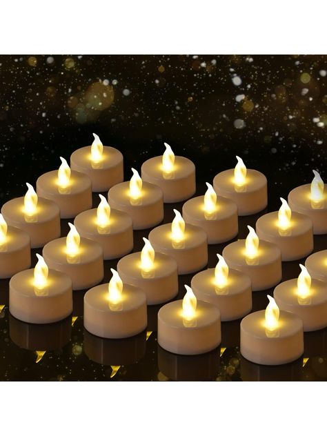 24pcs/set High Brightness Warm Yellow Led Tea Lights With Built-in Cr2032 Battery, Lasting For Over 150 Hours, Suitable For Wedding, Prayer, Festival Gift And Other OccasionsI discovered amazing products on SHEIN.com, come check them out! Wedding Prayer, Battery Tea Lights, Led Tea Light Candles, Led Tea Lights, Warm Yellow, Big Wedding, Tea Light Candles, Tealight, Birthday Party Decorations