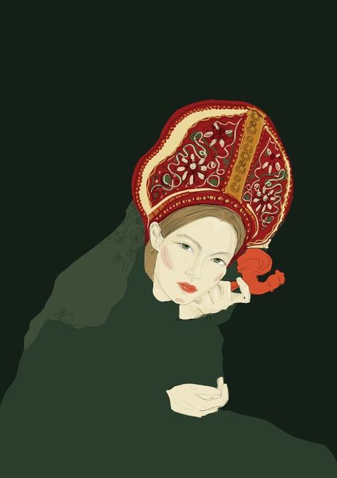 Russian Art Aesthetic, Russian Culture Aesthetic, Russian Illustration, Fashion Illustration Design, Russian Design, Window Illustration, Russian Culture, Russian Style, Russian Folk