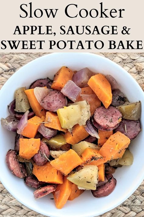 Crockpot Sweet Potato Recipes, Sausage Sweet Potato Recipes, Apple Crockpot Recipes, Slow Cooker Sausage Recipes, Sausage And Sweet Potato, Sausage Crockpot Recipes, Sausage Sweet Potato, Potato Recipes Crockpot, Sausage Slow Cooker