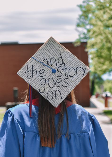 Library Graduation Cap, Graduation Cap Designs Book Theme, Next Chapter Graduation Cap, Graduation Cap Designs Book Quotes, Book Graduation Cap, Graduation Cap Designs Theatre, Graduation Cap Decoration Ideas, Cap Decoration Ideas, Senior Crowns