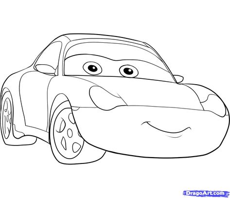 how to draw sally step 9 Lightning Mcqueen Drawing, Coloring Pages Cars, Color Pages Printable, Printable Color Pages, Cars Cartoon Disney, Cars Printable, Ride Drawing, Disney Cars Movie, Car Coloring Pages