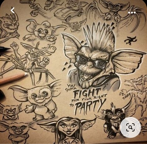 Gremlin Drawing, Gremlin Tattoo, Gizmo Tattoo, Gremlins Art, Gizmo Gremlins, Calaveras Art, Gothic Tattoos, Disney Sleeve, Cool Tattoo Drawings