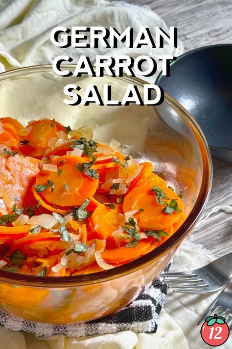 German Carrot Salad | 12 Tomatoes Carrot Salad Recipes, 12 Tomatoes Recipes, Cooked Carrots, 12 Tomatoes, Carrot Salad, Seasonal Food, Sweet Onion, Again And Again, Classic Food