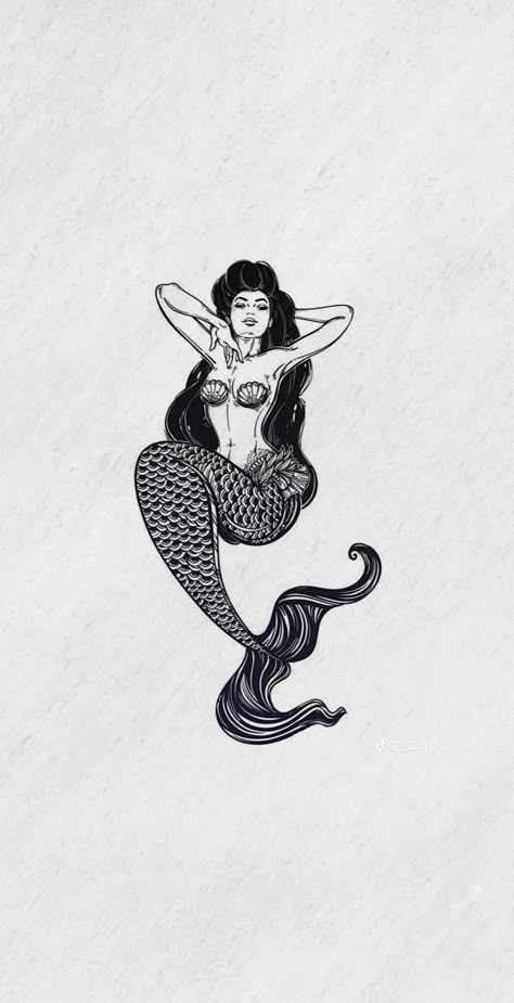 Mermaid Tatoos Woman, Mermaid Sitting On A Rock Tattoo, Mermaid Hip Tattoo, Siren Tattoo Dark Mermaid, Cher Tattoo, Siren Illustration, Pirates Of The Caribbean Tattoo, Vintage Mermaid Tattoo, Traditional Mermaid Tattoos