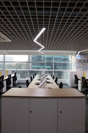 Office lighting / open cell ceiling / suspended lights Open Cell Ceiling Design, Vibrant Office, Ceiling Office, Grid Ceiling, Andheri Mumbai, Working Office, Office Ceiling, Office Light, Open Ceiling