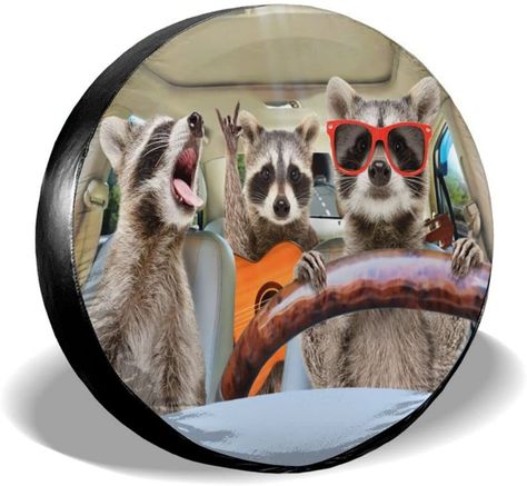 Spare Wheel Cover, Jeep Trailer, Jeep Tire Cover, Funny Raccoon, Raccoon Funny, Suv Trucks, Trailer Tires, Spare Tire Covers, Tire Cover