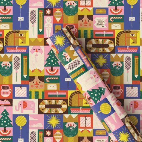 Give your holiday gifts a vibrant, artistic presentation with this Cecilia Ruiz Christmas Gift Wrap from Wondershop™. This decorative gift-wrapping paper is adorned with a design by illustrator Cecilia Ruiz that features whimsical city life images in bold, vibrant colors. Adding a playful, standout look to every present, this holiday gift wrap comes in a 25-square-foot roll to give you plenty for everyone on your list. Welcome to the Wondershop™. Holiday Wrapping Paper Design, Christmas Cookie Box, Teacher Holiday Gifts, Vintage Christmas Wrapping Paper, Christmas Gift Packaging, Kitsch Christmas, Pi Phi, Wrapping Paper Design, Gift Box Birthday