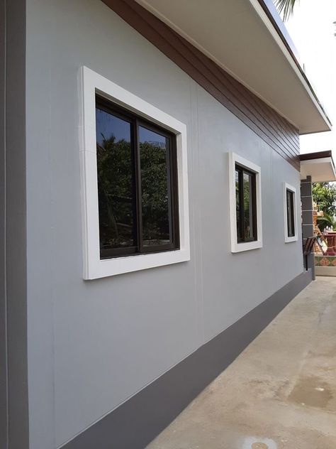 Grey Paint House Exterior, Grey Color House Exterior, Window Wall Design Exterior, Grey Outside Paint Exterior Houses, Color Of Houses Outside Exterior Paint, Building Colors Exterior, Modern Window Design Exterior, Outside Paint Colors Home Exteriors, Window Wall Design