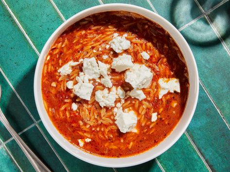 Feta Soup, Fluffy Buttermilk Pancake Recipe, Tomato Orzo, Baked Feta Pasta, Baked Penne, Homemade Flatbread, Onion Tart, Pancake Recipe Buttermilk, Baked Feta