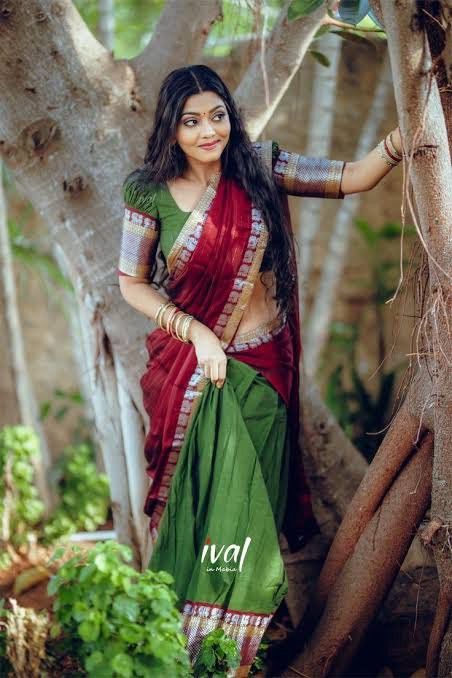 South Indian Half Saree, Indian Half Saree, Traditional Half Saree, Silk Half Saree, South Indian Style, Half Saree Lehenga, Half Sarees, Dresses By Pattern, Saree Lehenga