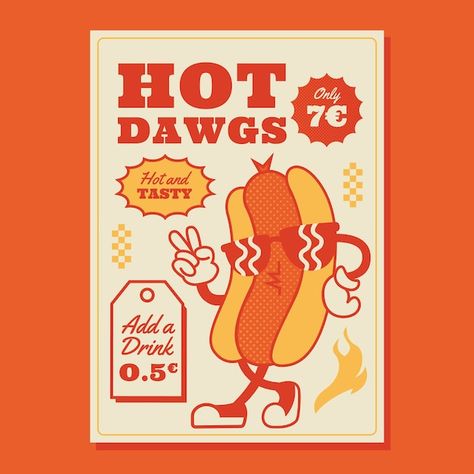 Free vector american retro style templat... | Free Vector #Freepik #freevector #restaurant-flyer #restaurant-poster #delicious #design-poster Food Special Offer Poster Design, American Poster Design, American Retro Style, Flyer Poster Design, Retro Food Illustration, Retro Illustration Poster, Retro Flyer Design, American Restaurant Design, Retro Restaurant Design