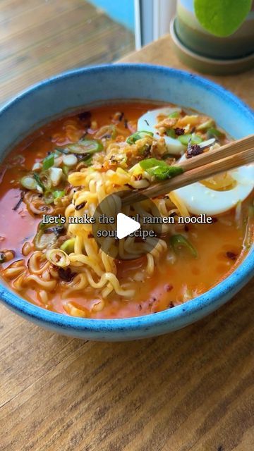 Carole Hector 🇬🇧🇹🇹 on Instagram: "Viral 10 minute ramen, recipe below or on carolefood.com 🍜  Ingredients  1 packet samyang buldak hot chicken spicy ramen  1 tbsp mayonnaise  1 egg yolk  1 garlic glove, crushed  500ml boiling water  Optional toppings: boiled egg, fried onion, spring onion, sesame seeds  Method  1. Cook the noodles according to packet instructions.  2. In a large bowl add the mayonnaise, egg yolk, crushed garlic clove and the sauce packet from the ramen.  3. Add a splash of the water and stir well.  4. Slowly stir in the rest of the water.   #ramen #noodles #buldak" Spicy Buldak Ramen, Samyang Buldak, Ramen Recipe, Spicy Ramen, Ramen Noodle Recipes, Garlic Clove, Hot Chicken, Crushed Garlic, Boiled Egg