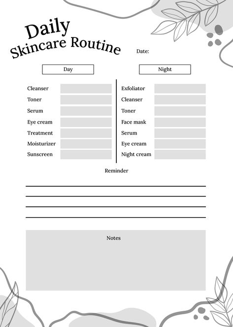 Whether you're a skincare novice or a seasoned enthusiast, our Skincare Tracker provides an invaluable resource to streamline your routine and unveil the secret to your most radiant complexion yet. Join the journey to healthy, glowing skin, one perfectly documented step at a time. Download this tracker only from theprintables.in. Skin Care Tracker, Face Routine Daily, Goals Checklist, Skincare Tracker, Bullet Journal Templates, Bullet Journal Template, Agenda Digital, Routine Tracker, Steps Tracker