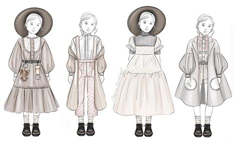 Childrenswear Illustration, Childrens Fashion Illustration, Victorian Children's Clothing, Fashion Design Books, Fashion Figure Drawing, Vintage Kids Clothes, Children Sketch, Very Peri, Kids Clothing Brands