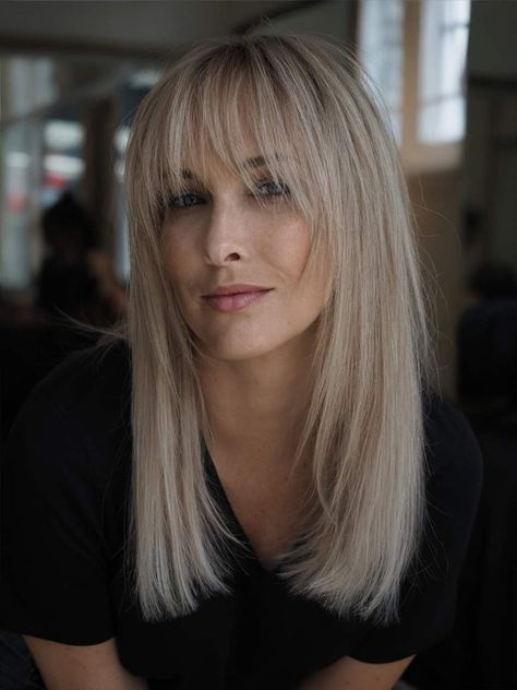 40 Year Old Hairstyles, Lob With Fringe, Blonde Hair Medium Length, Men Locs, Long Fine Hair, Long Hair Highlights, Haircut For Women, Hairstyle For Men, Blonde Hair With Bangs