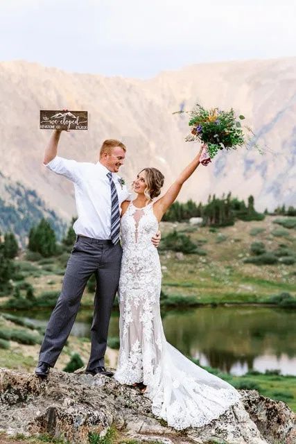 We Eloped Sign, Self Inquiry, Must Have Wedding Pictures, Average Wedding Costs, We Eloped, Elopement Announcement, Lake Photos, Plan My Wedding, The Rocky Mountains