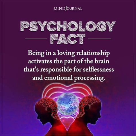 Being in a loving relationship activates the part of the brain that’s responsible for selflessness and emotional processing. #facts #psychology Love Psychology, Psycology Tips Love, Psychology Fun Facts Relationships, Psychology 101, Psychological Facts Interesting, Physiological Facts, Harley And Joker Love, Psychology Notes, Psychology Studies