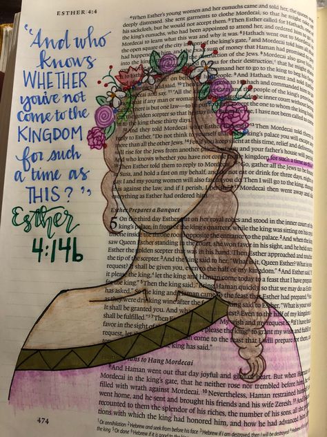 Esther Bible Journaling, Messy Bible, Esther Bible Study, Esther Bible, Story Of Esther, Book Of Esther, Bible Journaling Ideas Drawings, Biblical Womanhood, She Did It