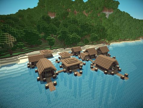 minecraft island village - Google Search                                                                                                                                                                                 More Minecraft Water House, Minecraft Jungle House, Minecraft Island, Minecraft Diy Crafts, Village Minecraft, Villa Minecraft, Water Village, Minecraft Diy, Construction Minecraft